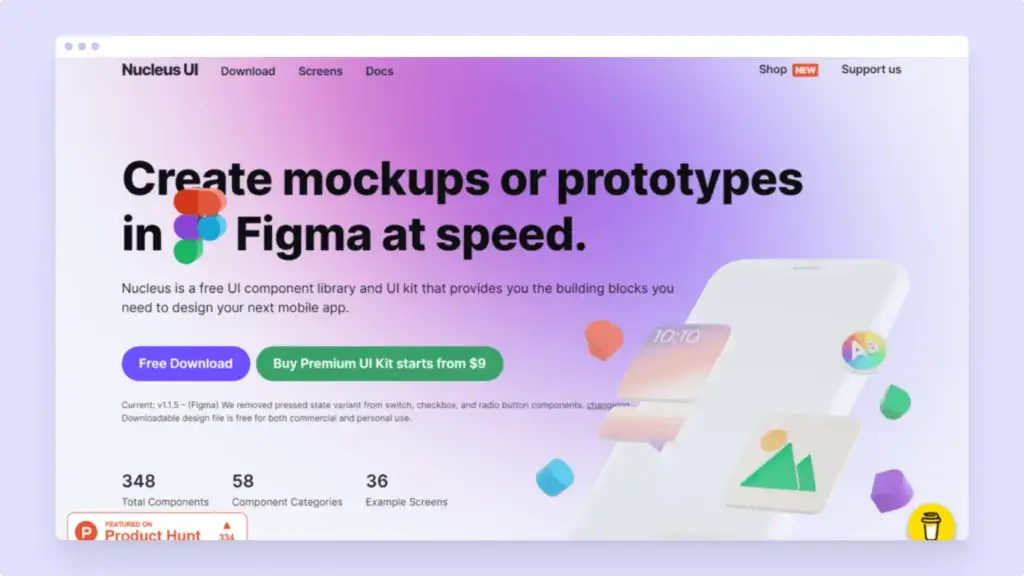 Image showing Nucleus mockups for Figma
