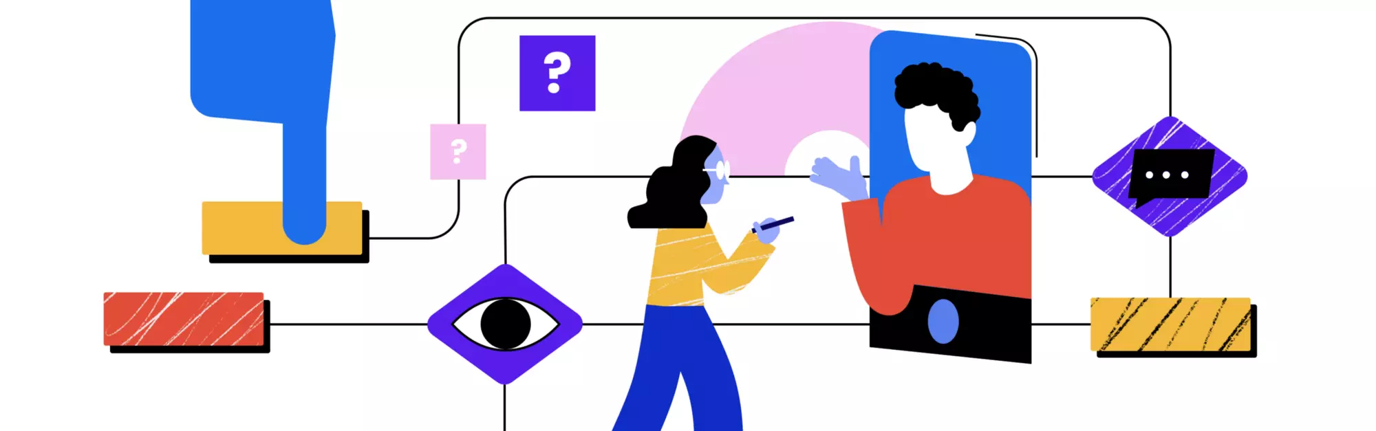 A UX researcher is interviewing a user via video call.